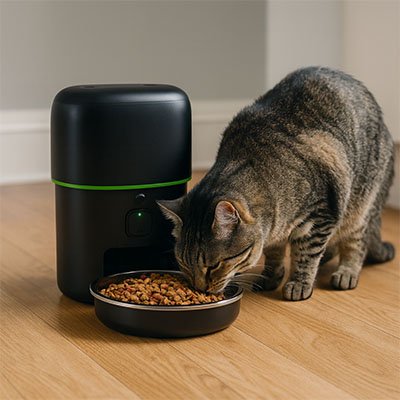 chat européen qui utilise le Distributeur automatique croquettes chat FeedMaster en 2 litres.