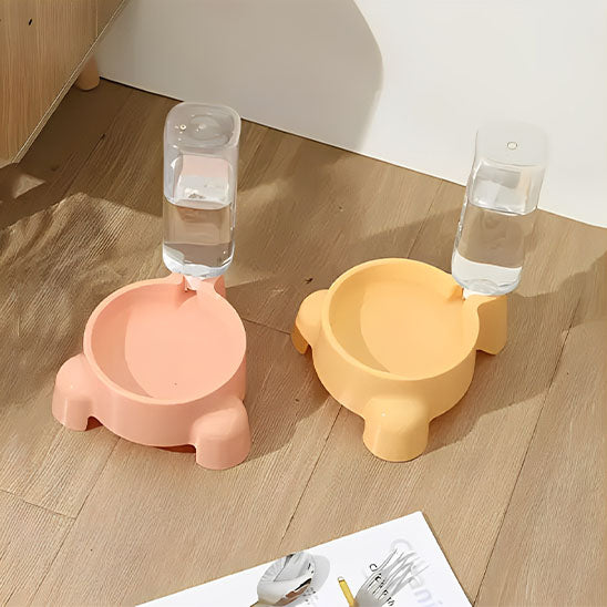distributeur eau chat BottleCat Rose et jaune.