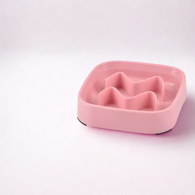 Gamelle anti glouton chat FeliFit carre rose