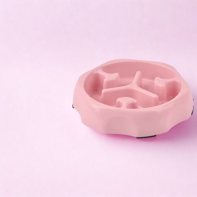 Gamelle anti glouton chat FeliFit ronde rose