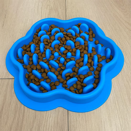 Gamelle chat anti glouton ZenPlate Bleue remplie