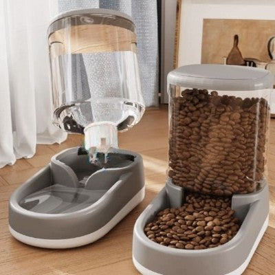 Installation mise en place distributeur eau et distributeur de croquettes pour chat AutoFeeder gris