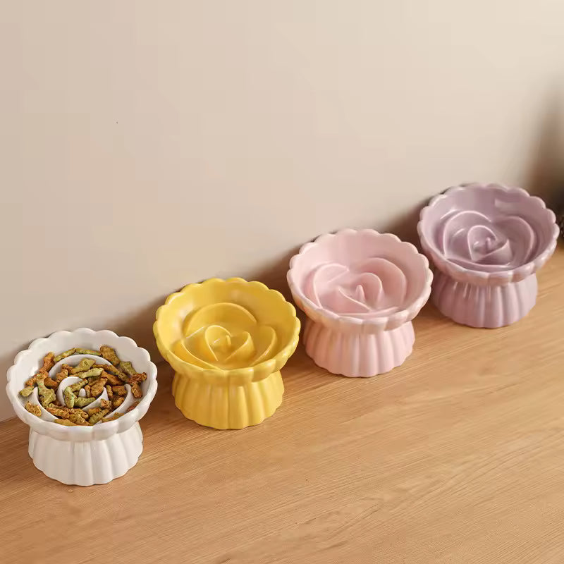 Variante gamelle chat anti glouton Bowl&Roses alignées