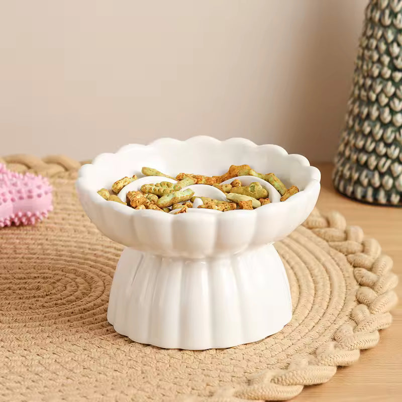 gamelle chat anti glouton Bowl&Roses Blanche remplie.