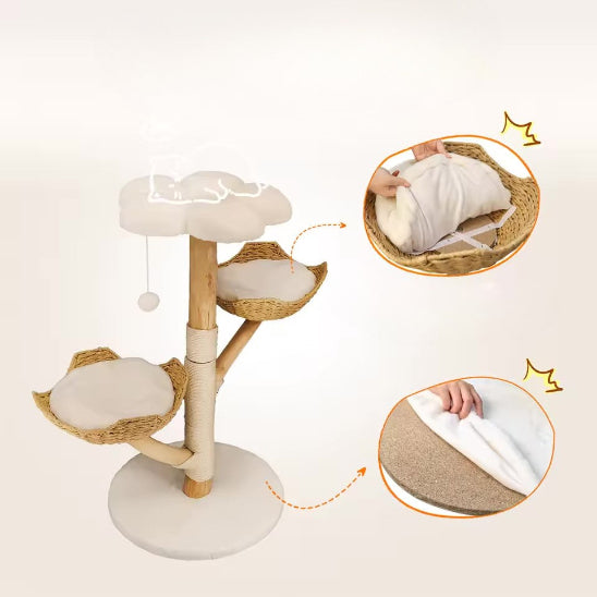 Arbre a chat en bois ConfortScandinave2 facilement dehoussable