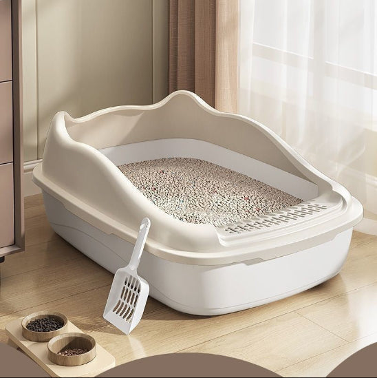 Bac à litière chat Hygiéa beige blanc + pelle