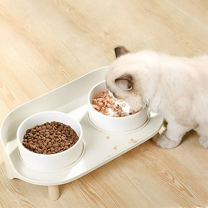 Chat mange du  thon dans sa gamelle chat Scandisteel1 blanche