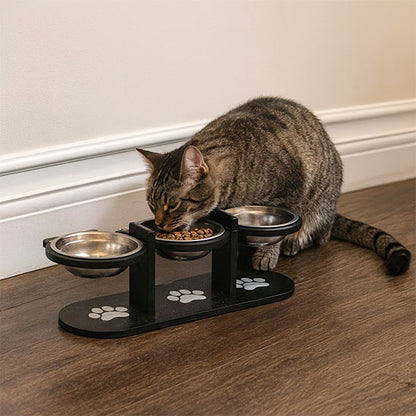 Chat qui mange dans gamelle chat surélevée BlackThree