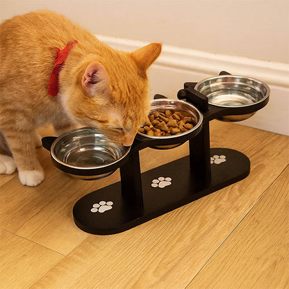 Chat roux qui mange dans gamelle chat surélevée BlackThree