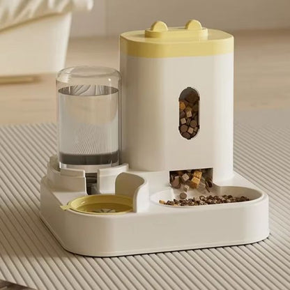 Distributeur croquette chat AutoMeal-2-en-1 Jaune