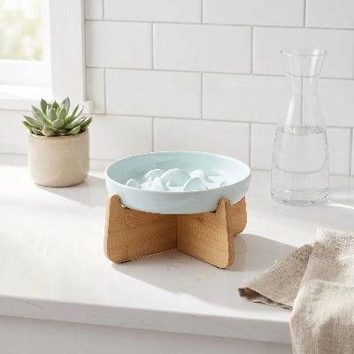Gamelle anti glouton  chat ZenBowl bleu.