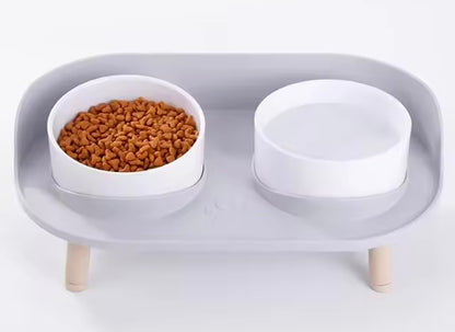 Gamelle chat ScandiSteel1 grise bols blanc