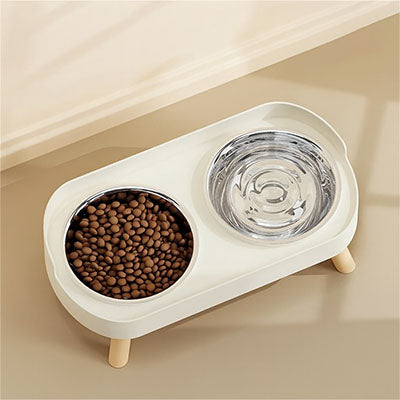 Gamelle chat ScandiSteel2 blanche bols remplis