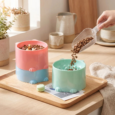 Gamelles anti glouton chat CatFunBowl verte remplie, plus variantes