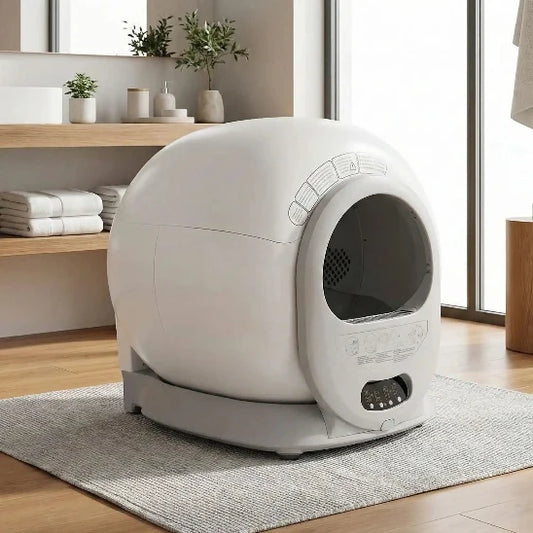 Litière automatique pour chat dans salle de bain