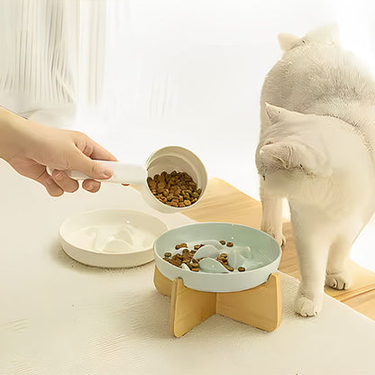 Service de nourriture dans gamelle anti glouton chat ZenBowl bleue