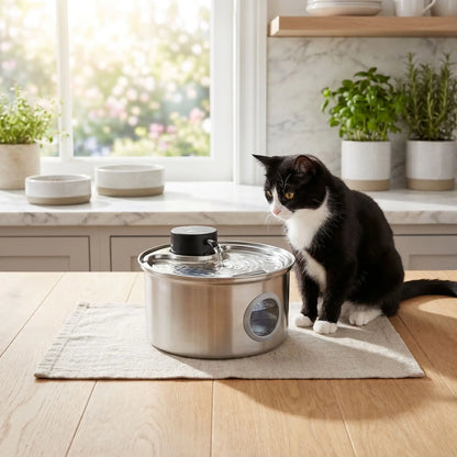  chat noir et blanc et fontaine a eau chat freshfelin