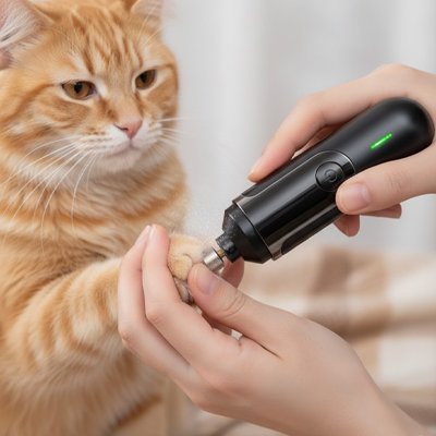 chat roux et son Coupe ongle pour Chat 