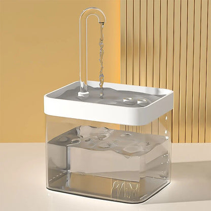 fontaine a eau chat Ultra QuietCatWaterFountain blanche et transparente 