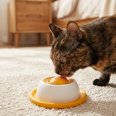 Gamelle anti glouton Chat  jaune