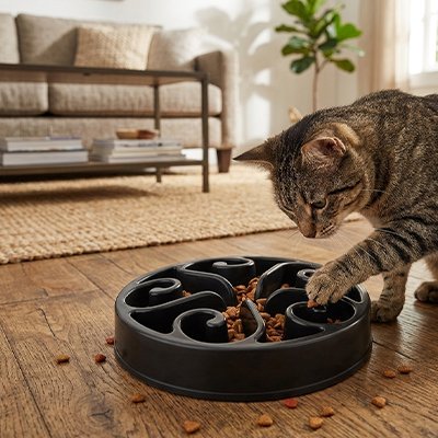 Gamelle anti glouton Chat  noire