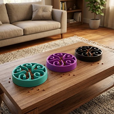 Gamelle anti glouton Chat  trio de couleur