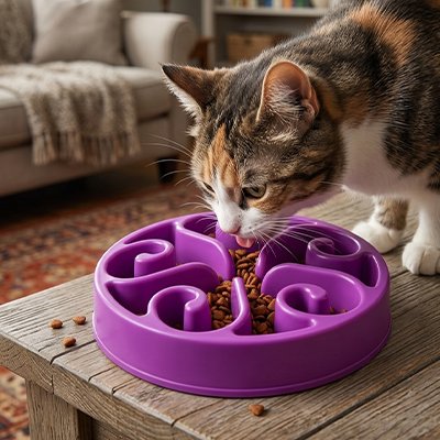 Gamelle anti glouton Chat  violette