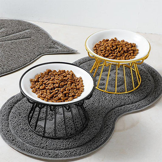 gamelle pour chat CeramicRaisedCatBowl dore et noir