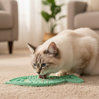 Tapis de lechage bleu vert