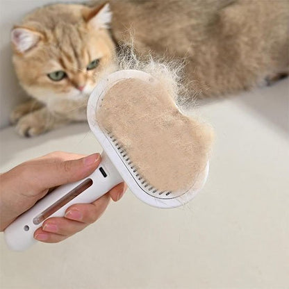 Tas de poils de chat dans la Brosse pour chat​ blanche